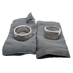 Two gentleman's Armani silver rings (boxed) and Links of London two dial travelling clock (cased)