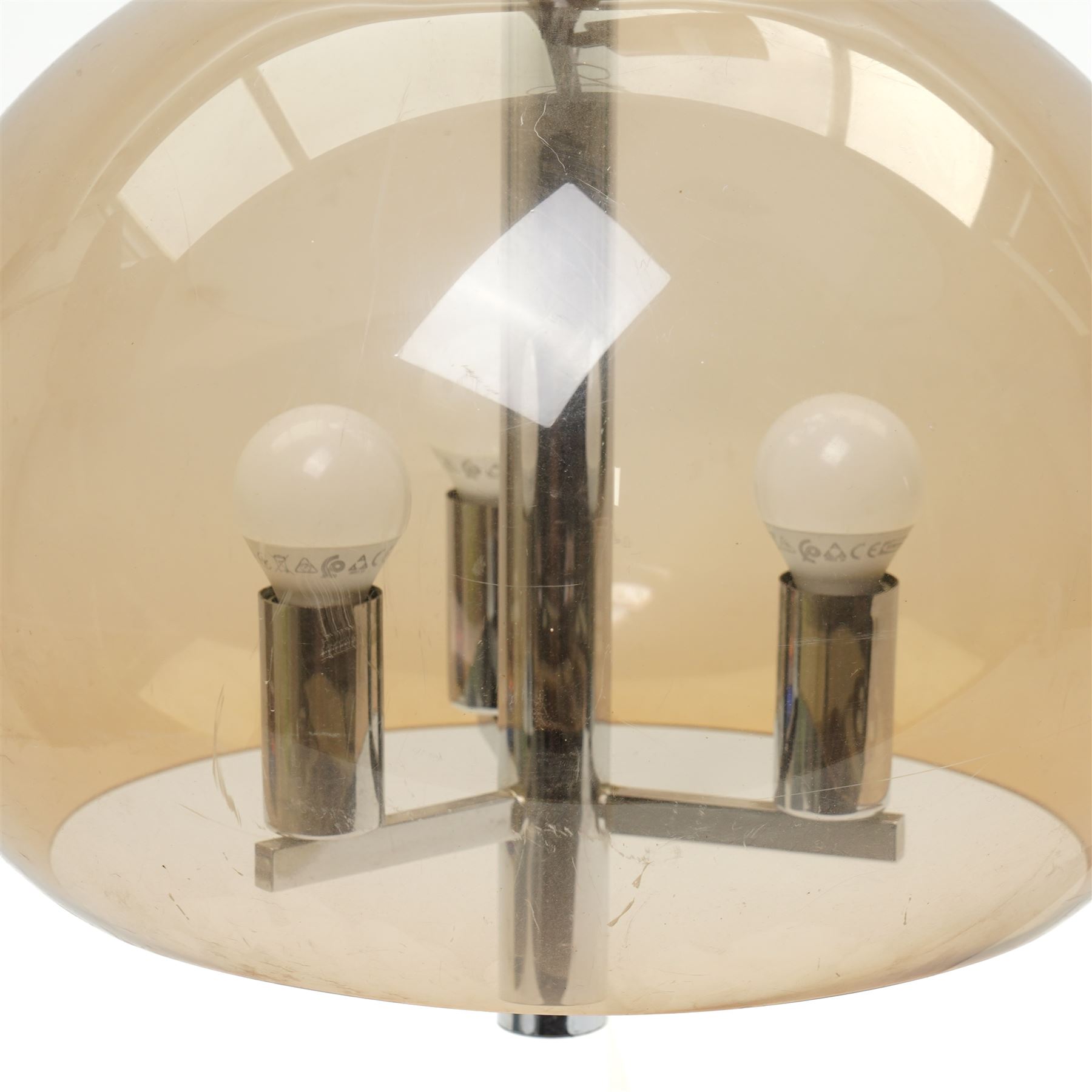  Chromium plated retro extendable light fitting with tinted perspex shade H70cm, diameter of aperture 27.5cm