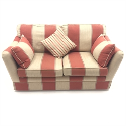  Alstons two seat sofa, upholstered in deep terracotta stripe fabric, W173cm  