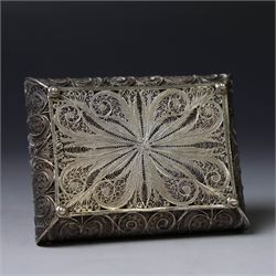 Persian silver filigree trinket box, H3.5cm, W9cm