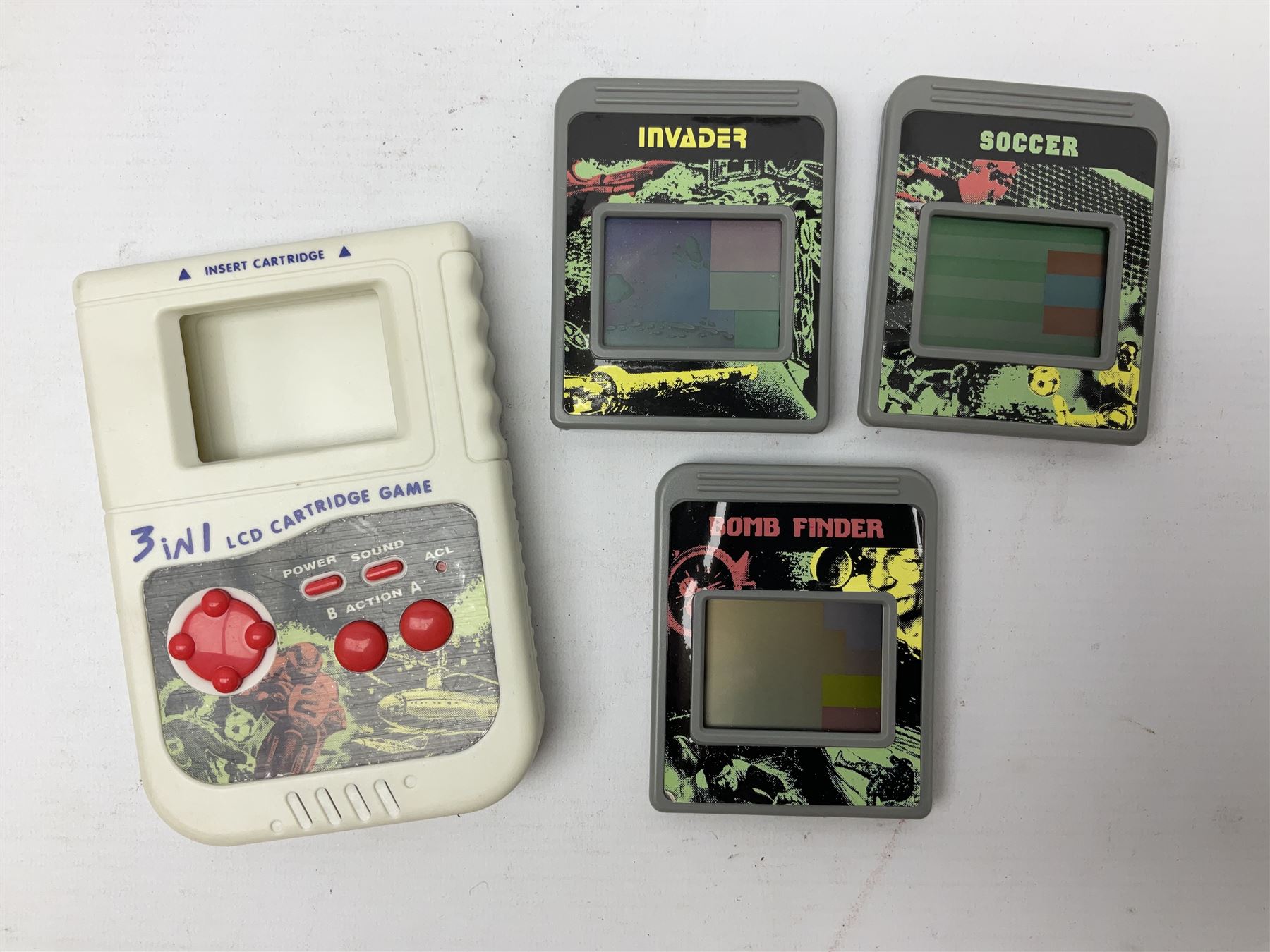Collection of retro handheld games, including Nintendo Game & Watch ‘Snoopy Tennis’ (1982) and ‘Squish’ (1986) both with instruction booklets, Casio CG-600 ‘Star Invader’ with box, 3 in 1 LCD cartridge game including ‘Soccer’, ‘Invader’ and ‘Bomb Finder’ games, and two Grandstand ‘Pinball Wizard’ (1988) games, both with original boxes