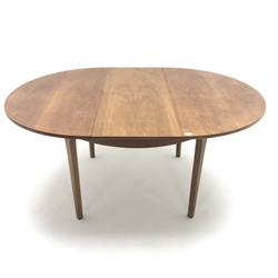  Nathan teak extending dining table, square tapering supports, W167cm, H76cm, D122cm  