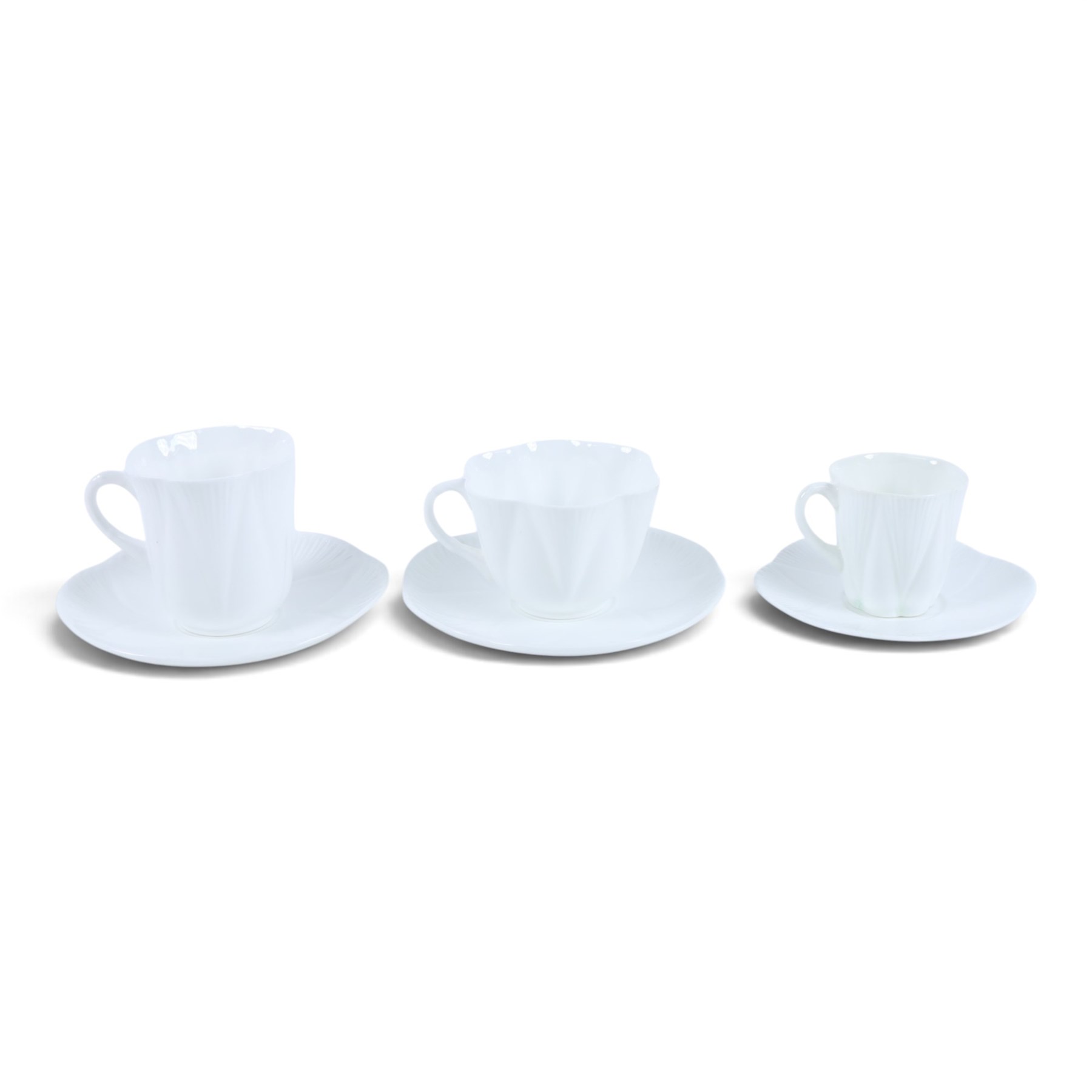 Shelley Dainty White pattern tea service, including teapot, coffee pot, hot water jug, open sucrier, cups and saucers, cake plates etc 