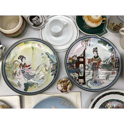 Quantity of Victorian and later ceramics to include Coalport ‘Camelot’ pattern coffee service for six, Poole vase and candle holder, Susie Cooper dish, commemorative wares, collectors plates with boxes and certificates, etc in three boxes