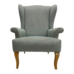 John Lewis high wing back armchair upholstered in denim cover
