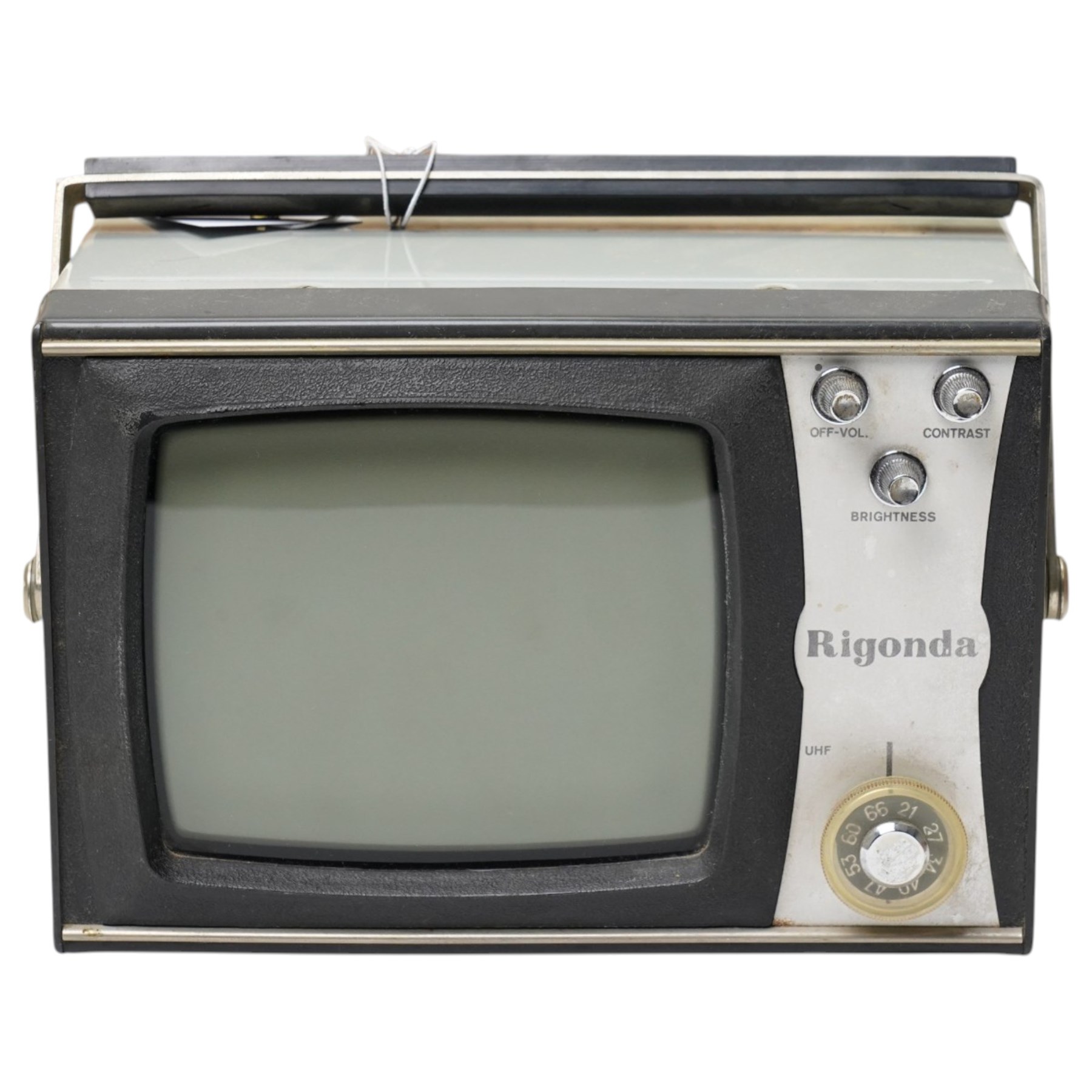 Late 20th-century film equipment, including Rigonda Fiesta 401D portable television set USSR, Chinon Facel II cine film camera in case, A Prinz Magnon ZRS projector in a case and a JVC compact VHS, 3