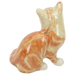 Mike Hinton for Winstanley pottery two tabby cats, both signed beneath, largest H15cm