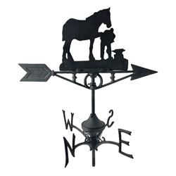 Wall mounting weathervane with Blacksmith and horse finial, H62 