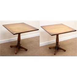 Two square solid oak pedestal table, W76cm, H76cm, D76cm (2)  