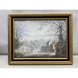 Glynn Barker (Beverley 20th Century): 'Whitby Harbour' 'South Cave Market Place' and a View of Helmsley from the River Rye , three oils on board signed max 50cm x 75cm (3)