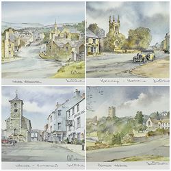 Ken Burton (Northern British contemporary): 'Helmsley Yorkshire'; 'Hawes Yorkshire'; 'Keswick and Cumberland' and 'Richmond Yorkshire', set four limited edition colour prints signed titled and numbered /600, 19cm x 13cm (4)