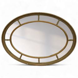 Edwardian century oval wall mirror, central bevelled mirror surrounded by eight sectional ...
