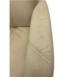 Ekornes - Stressless armchair upholstered in cream leather with matching footstool 
