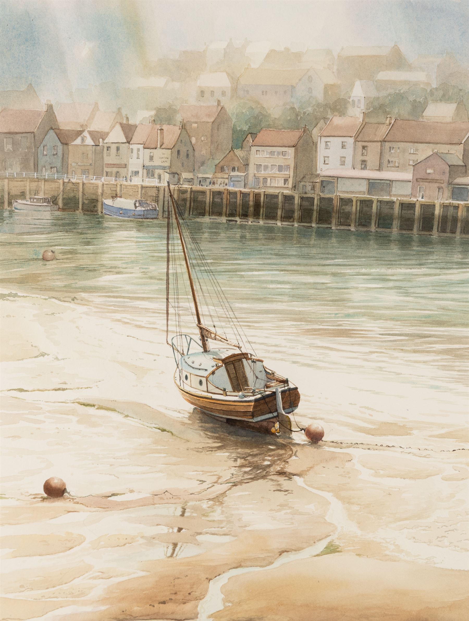 David C Bell (British 1950-): ‘Low Water - Whitby', watercolour, signed and titled verso 46cm x 35.5cm