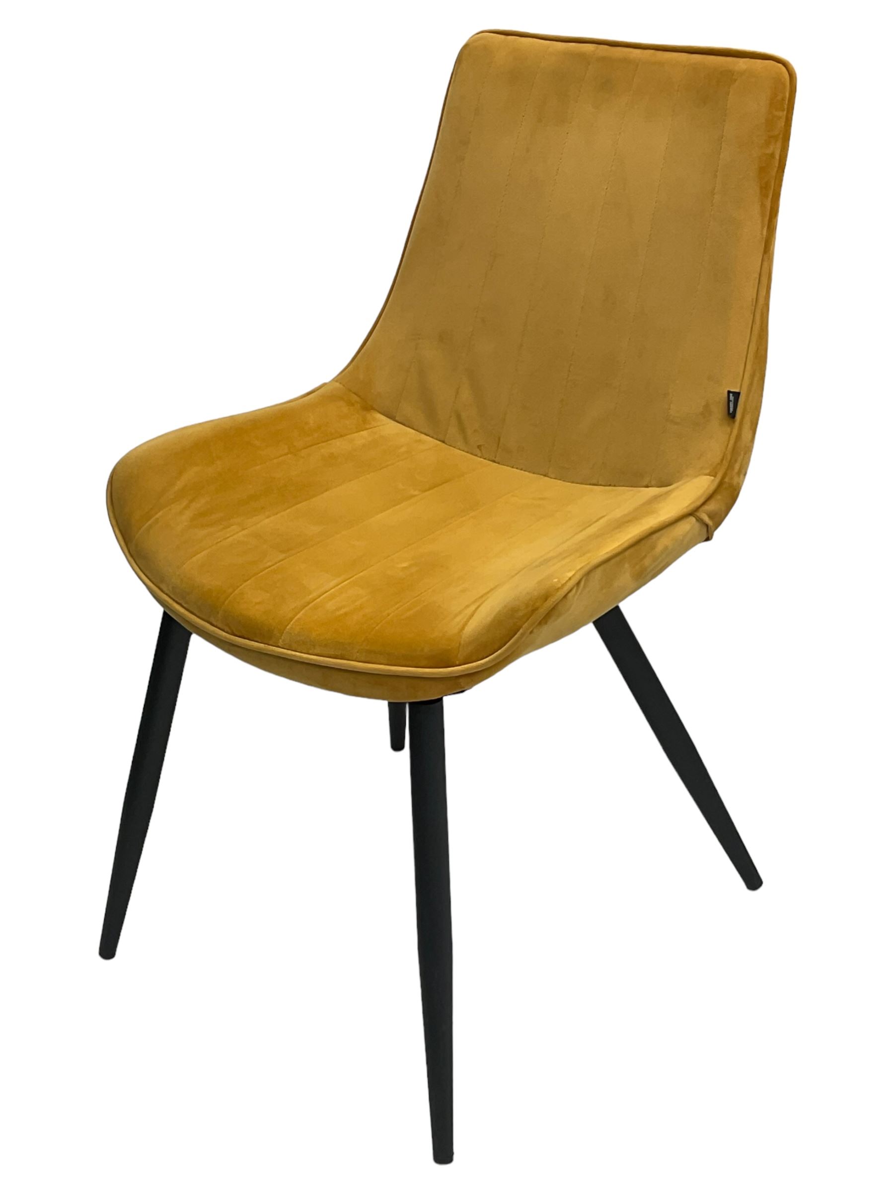 Cherry Tree Furniture - pair of contemporary dining chairs upholstered in mustard velvet fabric 