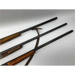 Three 12-bore single barrel sporting guns - Russian Baikal with 72.5cm barrel and underlever opening, serial no.Y17440, L114cm overall; Russian Baikal with 72.5cm barrel and underlever opening, serial no.A23484 L114cm overall; and Spanish with 76.5cm barrel and top lever opening, serial no.38996MU L118.5cm overall (3) SHOTGUN CERTIFICATE REQUIRED