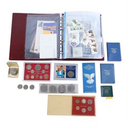 Great British coins and stamps, including a small quantity of Queen Elizabeth II mint deci...