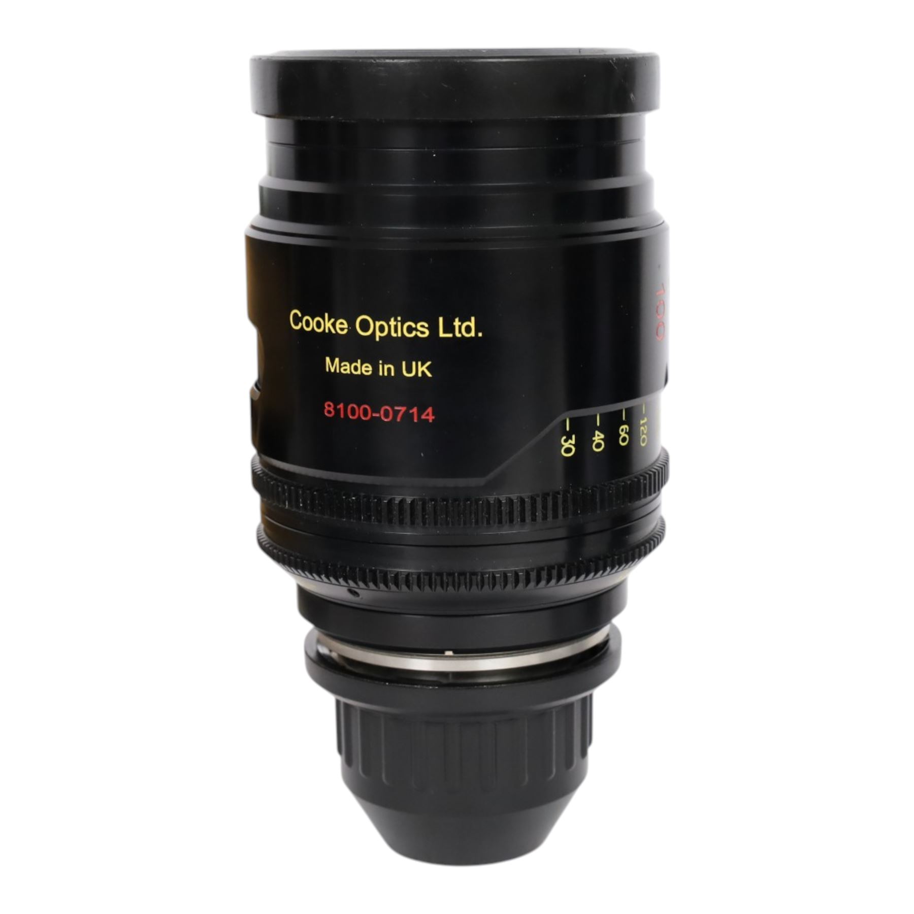 Cooke Mini S4/i 100mm T2.8 prime lens with PL mount, serial no. 8100-0714, with front and back lens caps