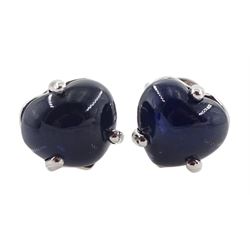 Pair of 18ct white gold heart shaped sapphire stud earrings 