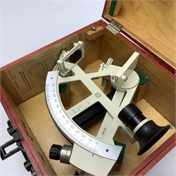  Freiberger Prazisionsmechanik yacht sextant with white painted framework, serial no.135152, in painted wooden case with manual and certificate dated 1984