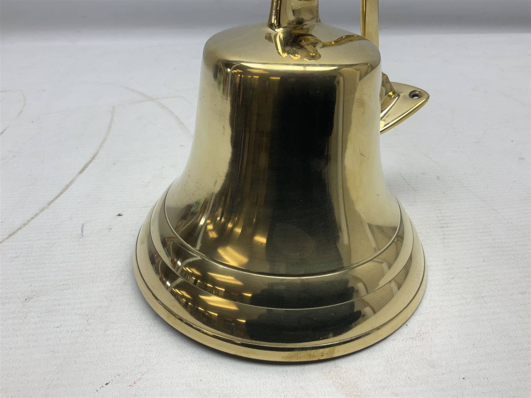 Wall hung brass bell with clapper, D15cm