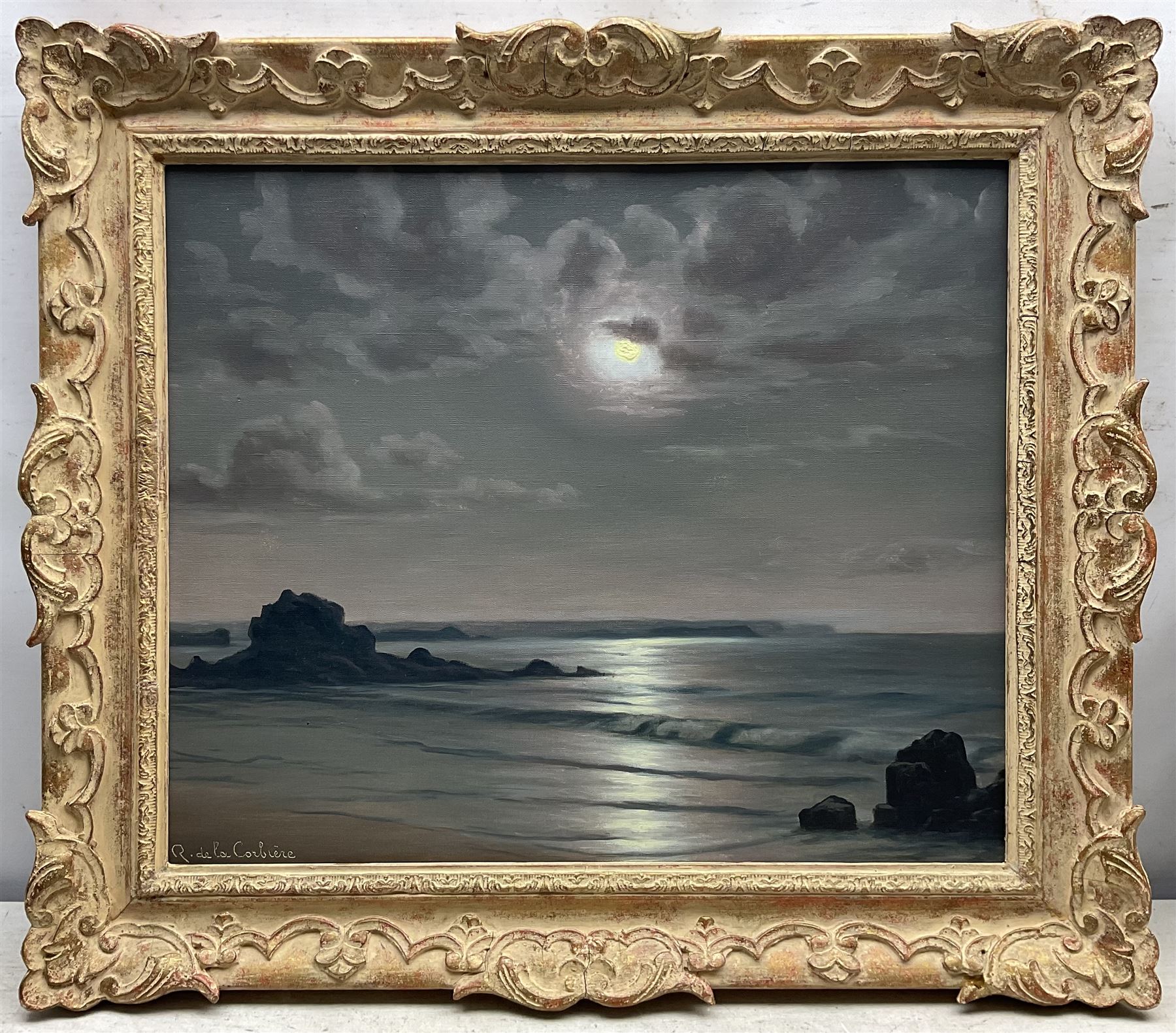 Roger de la Corbière (French 1893-1974): 'St Jacut - Côte du Nord', oil on canvas signed, titled on gallery labels verso 44cm x 53cm 
Provenance: with E Stacy-Marks Ltd. (thrice), Eastbourne and Folkington, labels verso