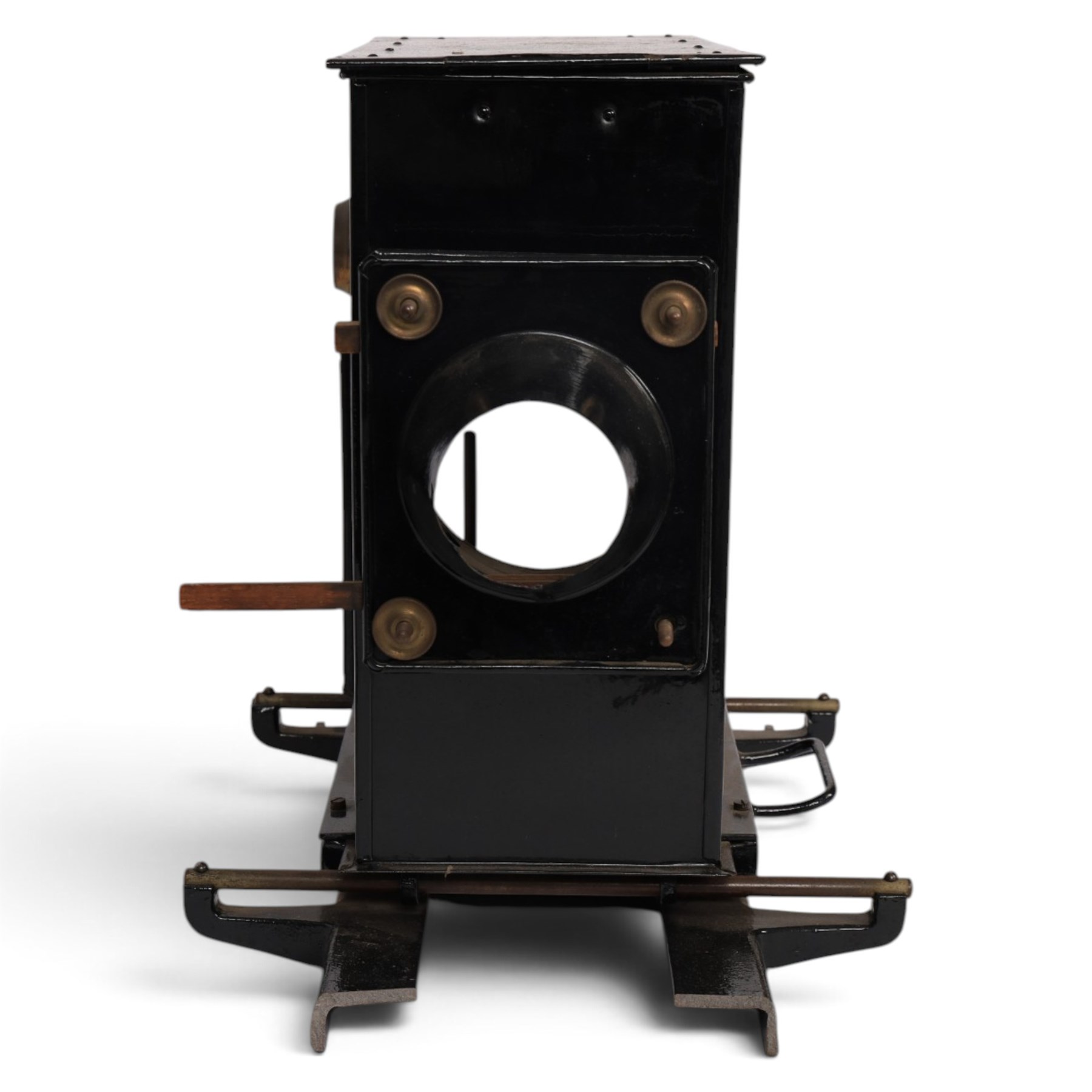 No. 1 Maltese Cross Empire lantern by W. Butcher & Sons together with a brass and black-japanned cine projector