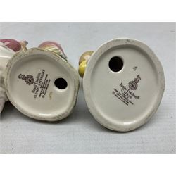 Six Royal Doulton Brambly Hedge figures, comprising Catkin DBH 12, Clover DBH 16, Lord Woodmouse DBH 4, Poppy Eyebright DBH 1, Mr Apple DBH 2, Old Mrs Eyebright DBH 9 and Beswick Beatrix Potter Appley Dapply figure, all with printed marks beneath