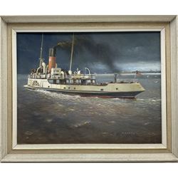 Herbert Rodmell (British 1913-1994): 'The Humber Ferry P.S. Lincoln Castle', oil on board signed, exhibition label verso 35cm x 45cm
