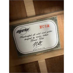 Ayres MCSM acoustic guitar designed by Gerard Gilet, Sitka Spruce, mahogany back and sides, in carrying case