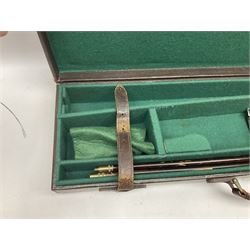 Leather fitted shotgun case L81cm, and a canvas fitted shotgun case with Hooton & Jones label, L83cm (2)