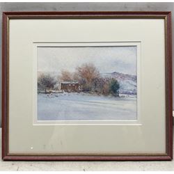 Linda Lupton (Northern British Contemporary): Snowy Barn, watercolour signed 19cm x 25cm
Notes: Linda was elected to Full Membership of The Fylingdales Group of Artists 2013