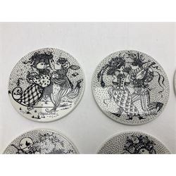 Bjorn Wiinblad for Nymolle Denmark set of twelve calendar wall plaques, D15cm