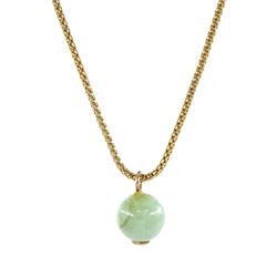Gold jade pendant, on gold chain link necklace, both 9ct