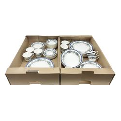 Royal Doulton Venetia patter dinner and tea wares, to include cups, saucers, dinner plates, small bowls, serving bowls, etc, in two boxes 