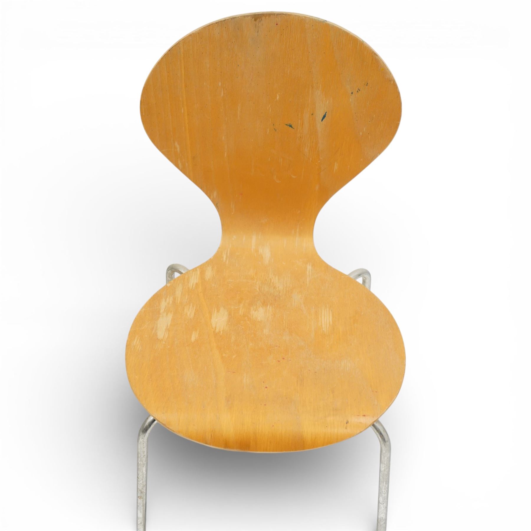 Danerko - mid 20th century set of eight ‘Ant’ plywood dining chairs, moulded beech plywood seats and backs on chrome tubular supports