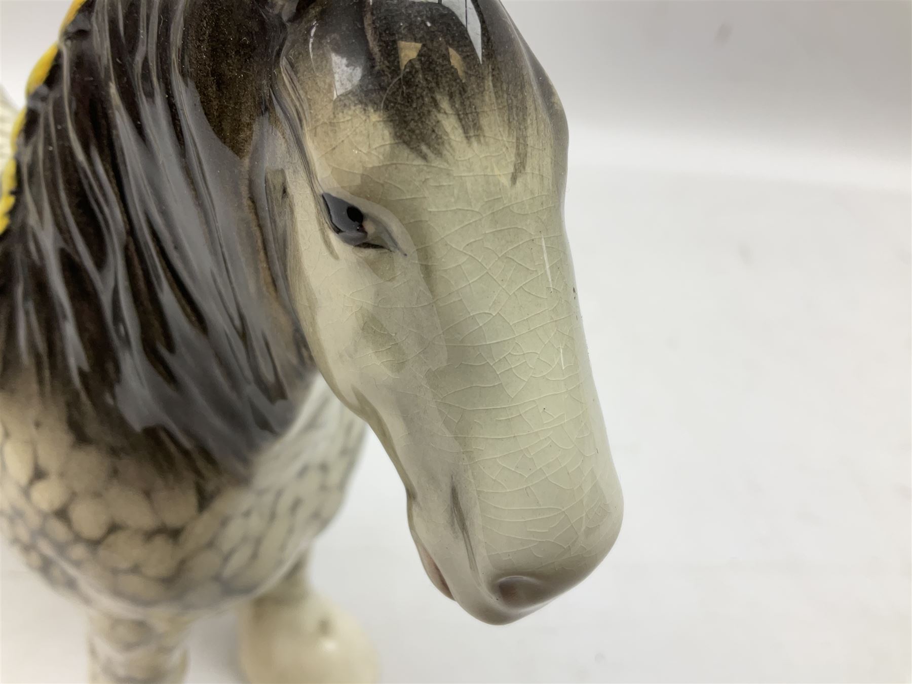Beswick Shire horse in rocking horse grey no. 818, with printed mark beneath, H21cm