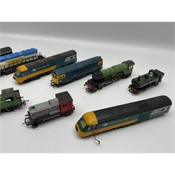 'OO' gauge - fourteen assorted playworn locomotives by Hornby, Tri-Ang, Lima etc, including 4-6-2 Flying Scotsman (lacking tender),  shunting locomotive, tank and diesel locomotives etc