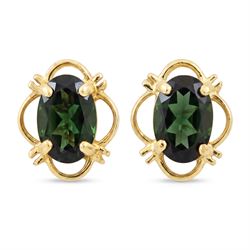 Pair of 9ct gold green tourmaline stud earrings, stamped 