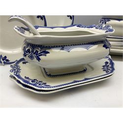 Burgess and Leigh Middleport pottery dinner wares decorated in the ‘Milford’ pattern, to include lidded tureens, graduated meat plates, dinner plates etc 