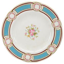 19th century and later cabinet plates, including Minton and Dresden examples, mostly painted with flowers, largest D27cm