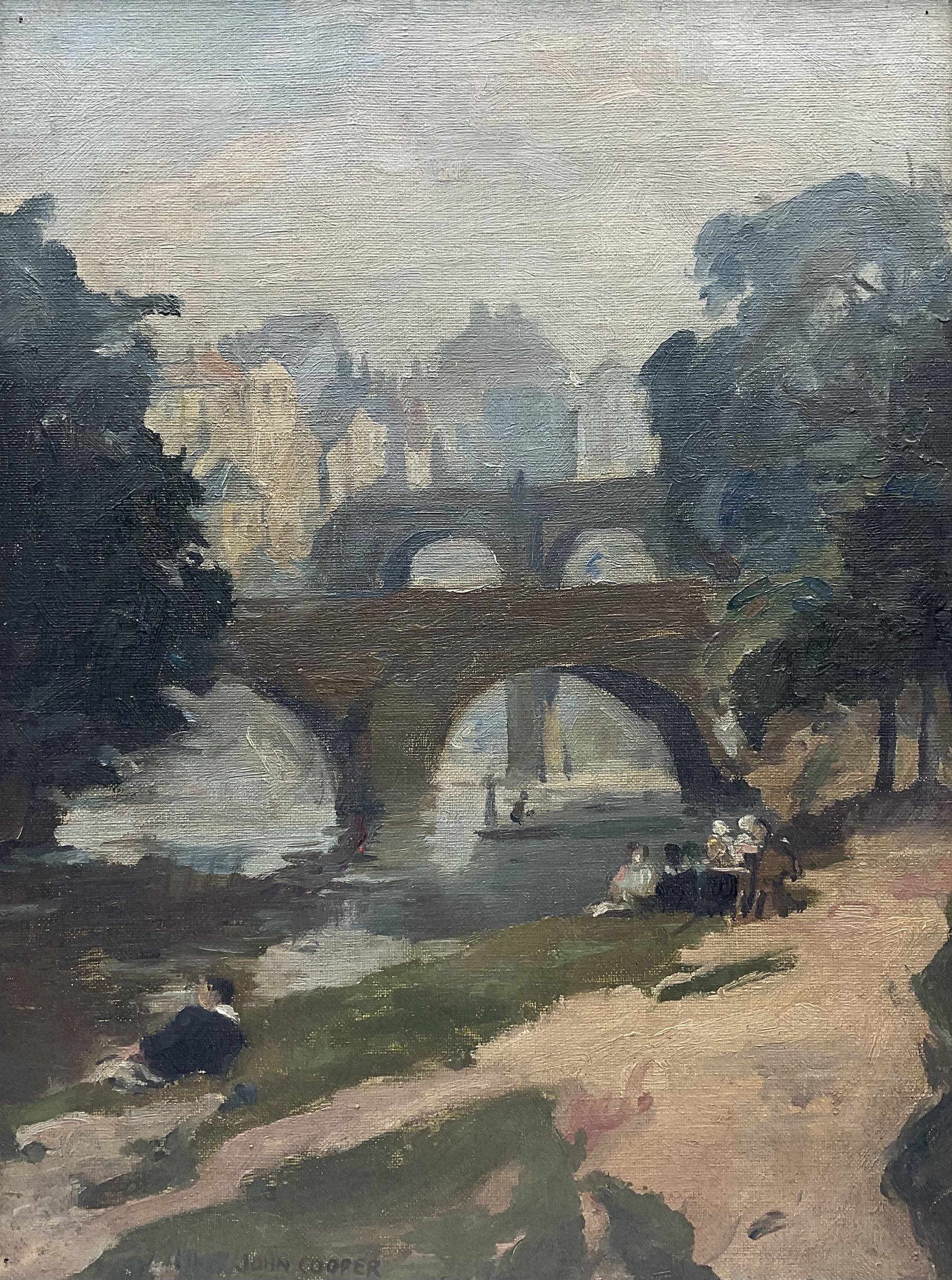 John Albert Cooper (British 1894-1943): 'Knaresborough', oil on canvas signed, later inscriptions verso 39cm x 29cm 
Provenance: exh. 'New Paintings by the East London Group', The Lefevre Galleries, London December 1932 No.110