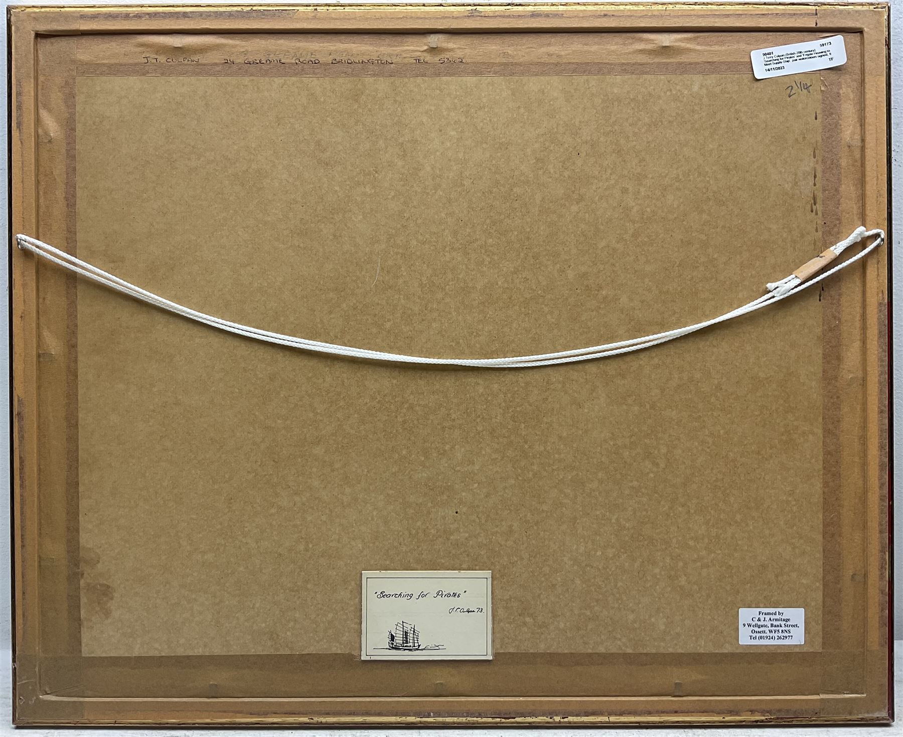 J Terry Culpan (British 20th century): 'Searching for Pirates' and 'Frigate Heaving to Meet Supply Ship', pair watercolours signed, titled verso 26cm x 37cm (2)