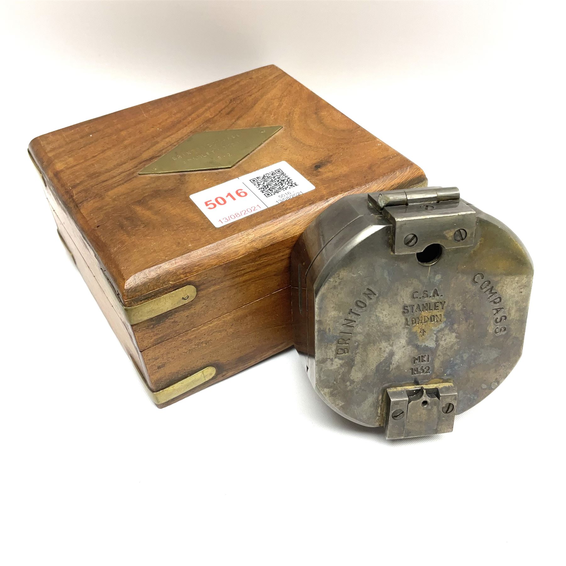 C.S.A. Stanley London 'Brinton Compass MKI 1862', housed in a wooden