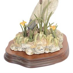 Four Border Fine Arts bird figures, comprising Patience, Courting Grebes, Barn Owl RB15and Golden Eagle RB40, all on wooden plinths, tallest H24cm