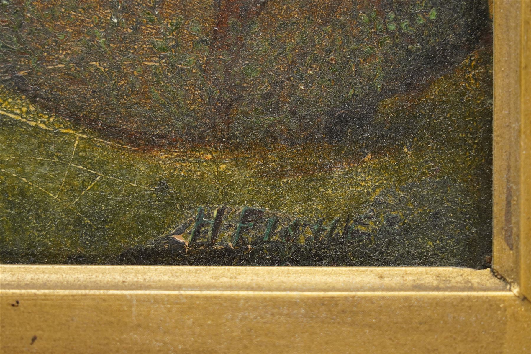 H Fisher (British 19th century): 'Byland Abbey - Yorks', oil on wood panel signed, titled and inscribed 'Sketched 1881 - Copied 1886' verso 29cm x 37cm