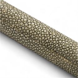 Late 19th to early 20th century shagreen cigar tube, unmarked, L20cm 