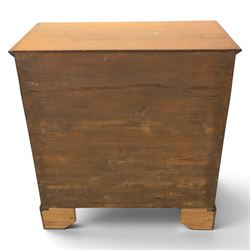 18th century oak chest, moulded rectangular top, above two short over three long graduating drawers, fitted with pierced brass escutcheons and swan neck handles, on bracket feet 