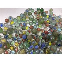 Collection of marbles with multi-coloured latticino or onionskin decoration