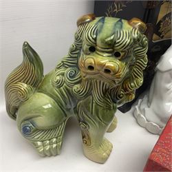 Pair of Foo Dogs, together with Tang horse, vase and other collectables 